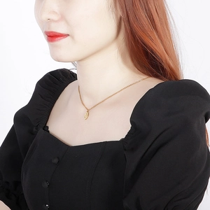 18k gold plated portrait pendant necklace on dainty chain for women