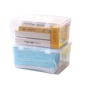 Transparent stackable storage boxes with lids for masks and medicine in high-quality PP