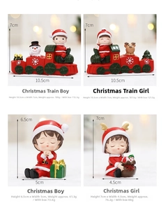 Detailed size specifications for Christmas resin train and figure figurines for holiday decor