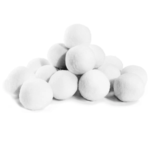 Macro shot of white plush snowballs for Christmas tree hanging and holiday party decor