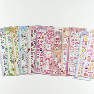 Cute Cartoon Animal Stickers PET Holographic Laser Glitter Scrapbooking Decoration Korean Kawaii DIY Journaling Stickers