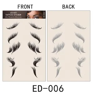 Dettaglio dell'adesivo tatuaggio per capelli impermeabile ED-006 con motivi neri realistici