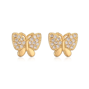 Elegant 18K gold plated bowknot stud earrings with sparkling crystals and a high-end finish