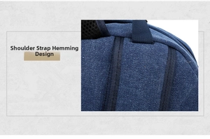 Detail showing durable reinforced edge binding on canvas backpack shoulder straps