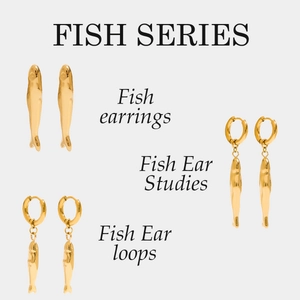 Fish Shape Earrings 18k Gold Plated Stainless Steel Waterproof Hypoallergenic Minimalist Animal Jewelry For Women
