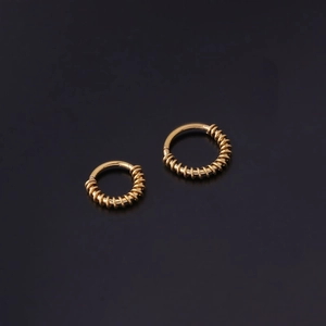 Anneaux de nez en spirale en acier inoxydable doré, design de bijoux cerceau sans couture