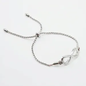 Stainless Steel Infinity Symbol Bracelet For Women Minimalist Polished Elegant Style Adjustable Sliding Clasp Jewelry