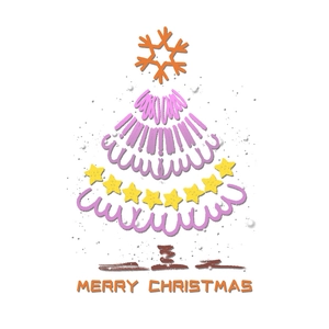 Pink hand-drawn Christmas tree window sticker with Merry Christmas text for holiday decor