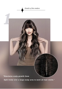 Detail of simulated scalp and natural hair growth lines for versatile styling options