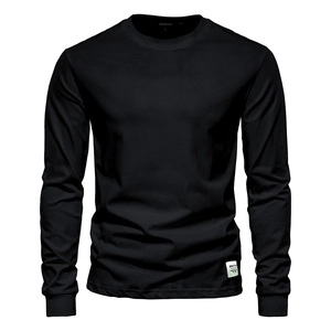 Ghost mannequin view showing the 3D fit and crew neck detail of the black cotton T-shirt