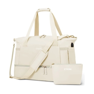 Travel Gym Duffle Bag And Toiletry Bag With USB Charging Port Shoe Compartment Wet Dry Separation Waterproof Polyester
