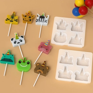 DIY silicone animal candle mold set with cute panda and giraffe for party cake decoration