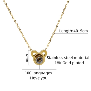 Detailed specifications of 18K gold plated necklace with 100 languages projection feature