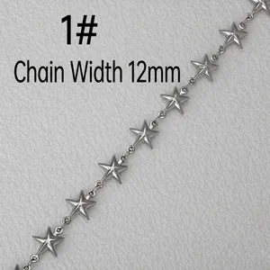 Handmade stainless steel necklace with 12mm hollow star links and polished silver finish