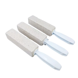3-pack grey pumice stone toilet cleaning brushes with white handles for hard stains