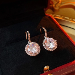 Elegant silver zircon halo hook earrings displayed in a luxury velvet jewelry gift box