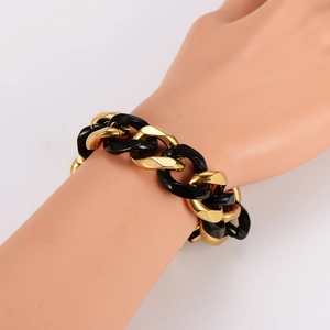 Minimalistisches Edelstahl Cuban Link Armband in Gold und Schwarz für Damen und Herren