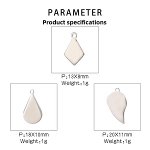 Detailed size chart for stainless steel geometric rhombus and teardrop DIY pendants
