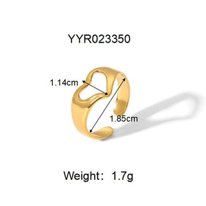 Spécifications de taille pour bague cœur ouverte de 1,7g avec largeur cœur de 1,14cm