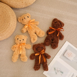Teddy Bear Plush Toy Curly Sherpa Fur Soft Stuffed Animal With Ribbon Bow Cute Home Decor Kids Gift