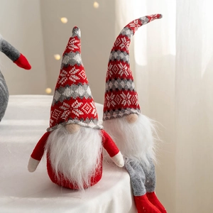 Christmas faceless gnome doll ornaments with knitted snowflake hat for festive home decoration