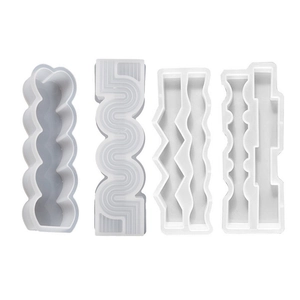 Set of four wavy and S-shaped silicone molds for DIY candles and plaster crafts