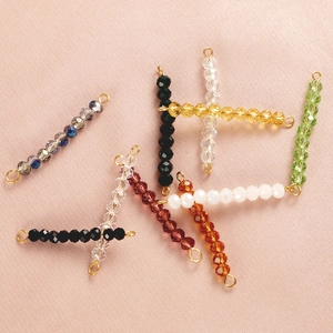 Colorful stainless steel birthstone crystal bead connectors for necklaces and bracelets