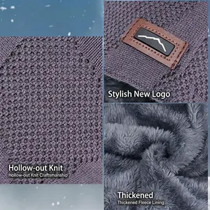Winter thermal knit beanie and neck warmer set with fleece lining for outdoor cycling