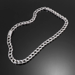 Collier chaîne maille gourmette en acier inoxydable argent poli avec fermoir sécurisé