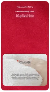 Détail de polaire rouge et doublure en fausse fourrure blanche pour vêtement chien