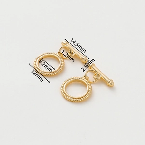 Detailed size measurement of 14k gold plated OT toggle clasp for jewelry making