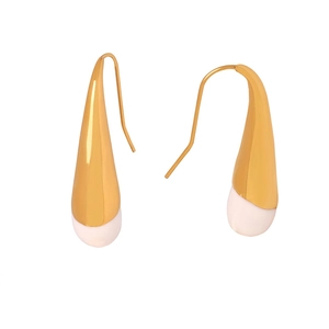 French Style Minimalist Teardrop Earrings Titanium Steel Gold Plated Enamel Waterdrop Dangle Earrings For Women Fashion Jewelry