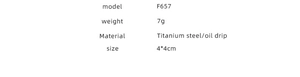 Detailed technical specifications for titanium steel hoop earrings featuring model F657