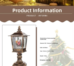 Detail of Christmas lantern with Santa scene, 30cm PVC street light decoration