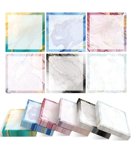 Detail of 6-color marble pattern sticky notes showing paper texture and side thickness