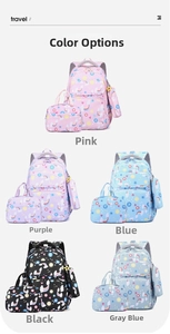 3-in-1 school backpack set featuring rainbows and clouds in five available colors