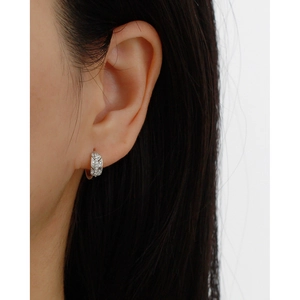 Gros plan de boucles d'oreilles feuille en argent s925 avec diamants brillants