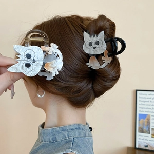 Pinces à cheveux chat mignonnes en acrylique marbré pour coiffures élégantes