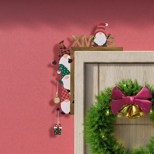 Christmas Wooden Door Frame Decoration Gnome XMAS Letter Corner Ornament Home Party Atmosphere Layout Festive