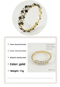 Detail of 18K gold-plated stainless steel spiral bangles with inlaid zircon stones