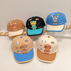 Casquette De Baseball Enfant Mélange Coton Protection Solaire Extérieur 3D Ours Astronaute Bloc Couleur Réglable Garçon