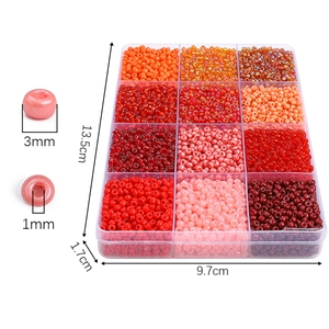 Maßangaben für 12-Raster-Box mit 3mm Glasperlen für DIY-Schmuck und Bastelzubehör