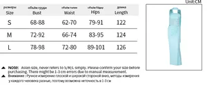 Detailed size chart for retro shimmering strapless slim fit dress showing CM measurements