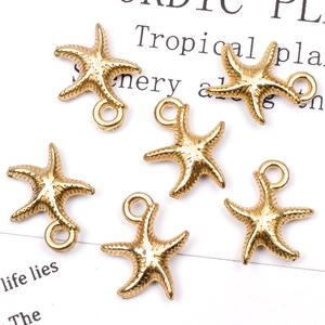 Starfish Charms Pendants Alloy Gold Plated For DIY Jewelry Making Ocean Theme Textured Handicraft Accessories