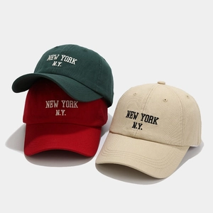 Detailed embroidery of NEW YORK N.Y. on premium cotton twill baseball caps in multiple colors