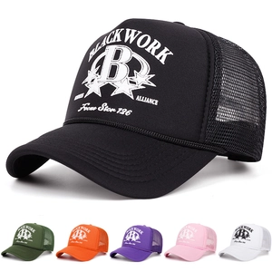 American Retro Trucker Hat Breathable Mesh Cotton Foam Print Baseball Cap Streetwear Adjustable Snapback For Men Women