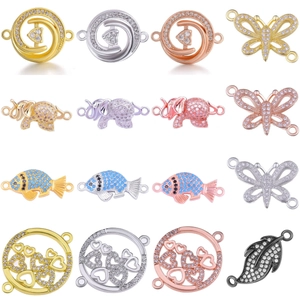 Copper crown butterfly goldfish moon pendant necklace with cubic zirconia inlay for jewelry