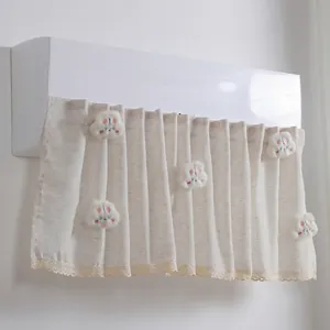 Air Conditioner Wind Deflector Cover Cotton Linen Anti Direct Blow Dustproof With Lace And Cute Cartoon Plush Dolls
