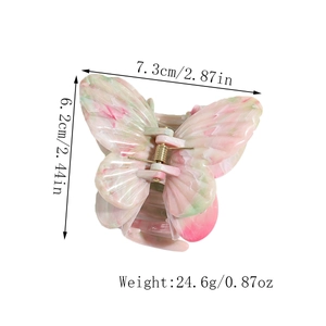 Detailed dimensions of the gradient double-layer butterfly hair claw clip with weight info
