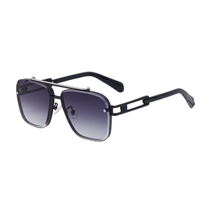 2025 trendy oversized rimless sunglasses with purple gradient lenses and silver double bridge